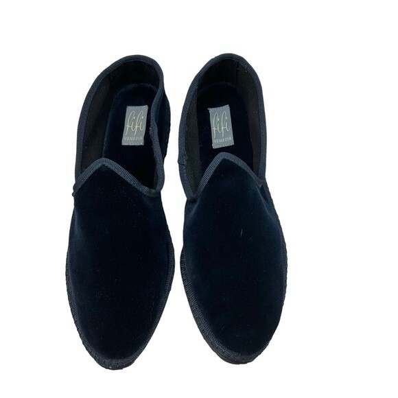 Fifi Venezia Gritti Blue Velvet Slippers Loafers 37 / 6.5 Handmade - Picture 3 of 9